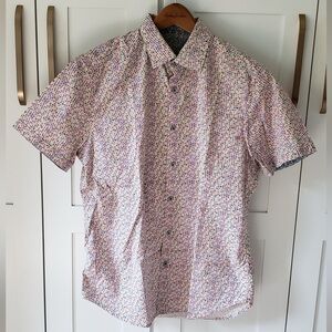 Robert Graham Shirt Mens L White Dress Casual Colorful Skittles Buttons